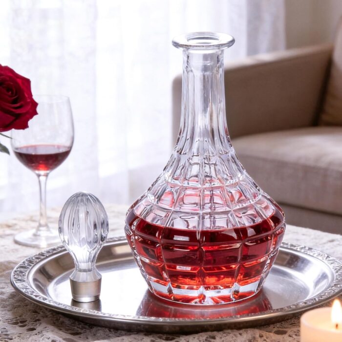 Liquor Decanter, 800ml Glass Decanter with Stopper, Lead-Free Elegant Red Wine Carafe, Unique Wine Aerator for Bar, Party, Anniversary, Home, Banquet, Idea Gift for Men and...