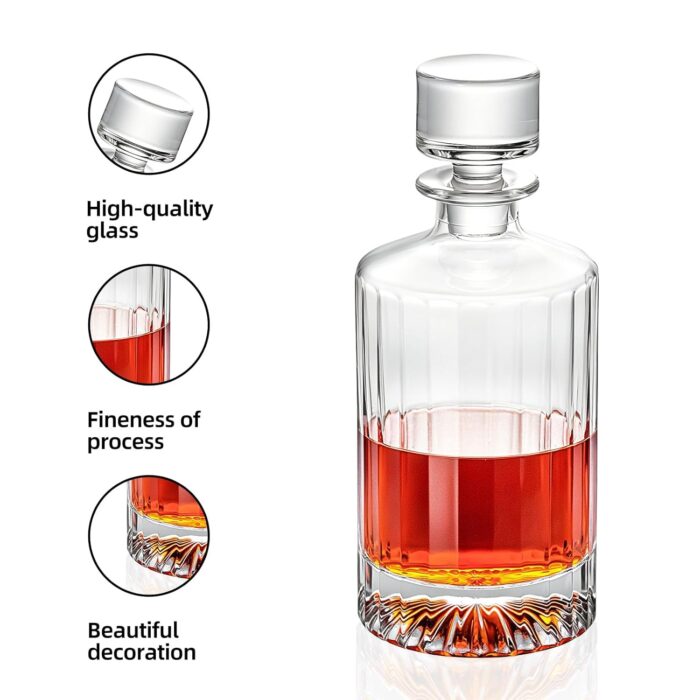 Liquor Decanter, 950ml Glass Decanter with Stopper, Lead-Free Elegant Red Wine Carafe, Unique Wine Aerator for Bar, Party, Anniversary, Home, Banquet, Idea Gift for Men and...