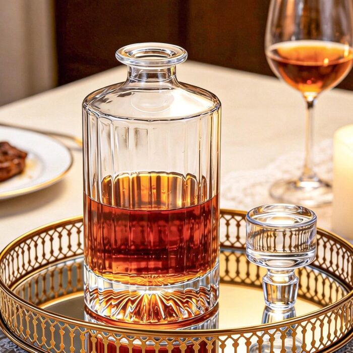 Liquor Decanter, 950ml Glass Decanter with Stopper, Lead-Free Elegant Red Wine Carafe, Unique Wine Aerator for Bar, Party, Anniversary, Home, Banquet, Idea Gift for Men and...