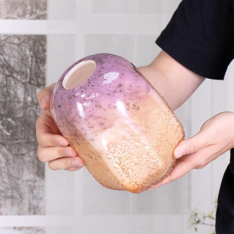 Colored Glass Vase,Pink Purple Gradient Glass Design – detail view 3