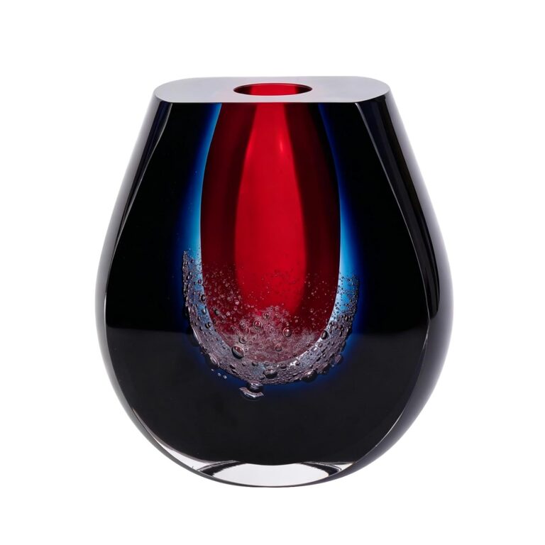 Colored Glass Vase,Black Red Blue Gradient Glass Design – detail view 4
