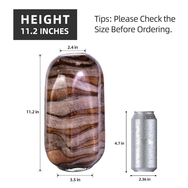 Colored Glass Vase,Wood Grain Inspired Glass Design – product dimensions