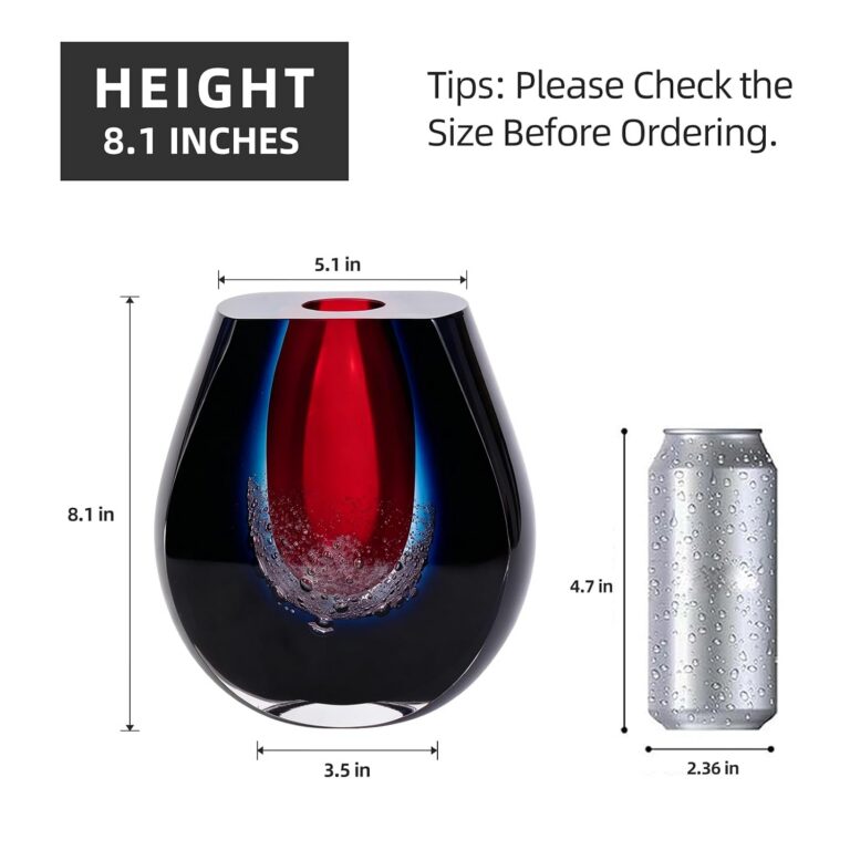 Colored Glass Vase,Black Red Blue Gradient Glass Design – product dimensions