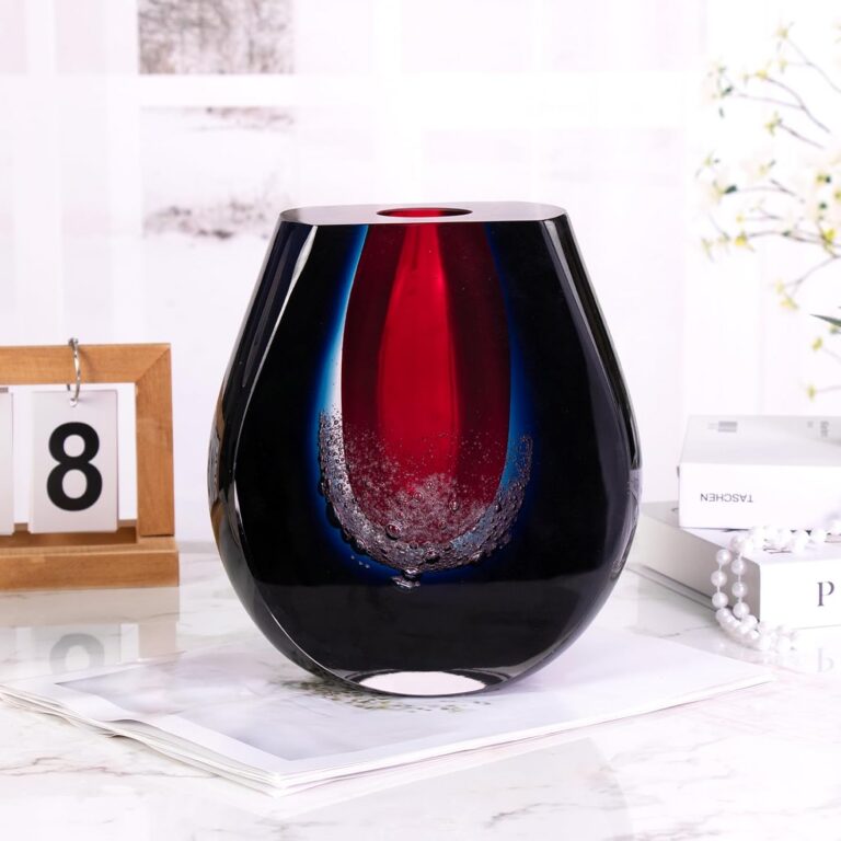 Colored Glass Vase,Black Red Blue Gradient Glass Design – detail view 2
