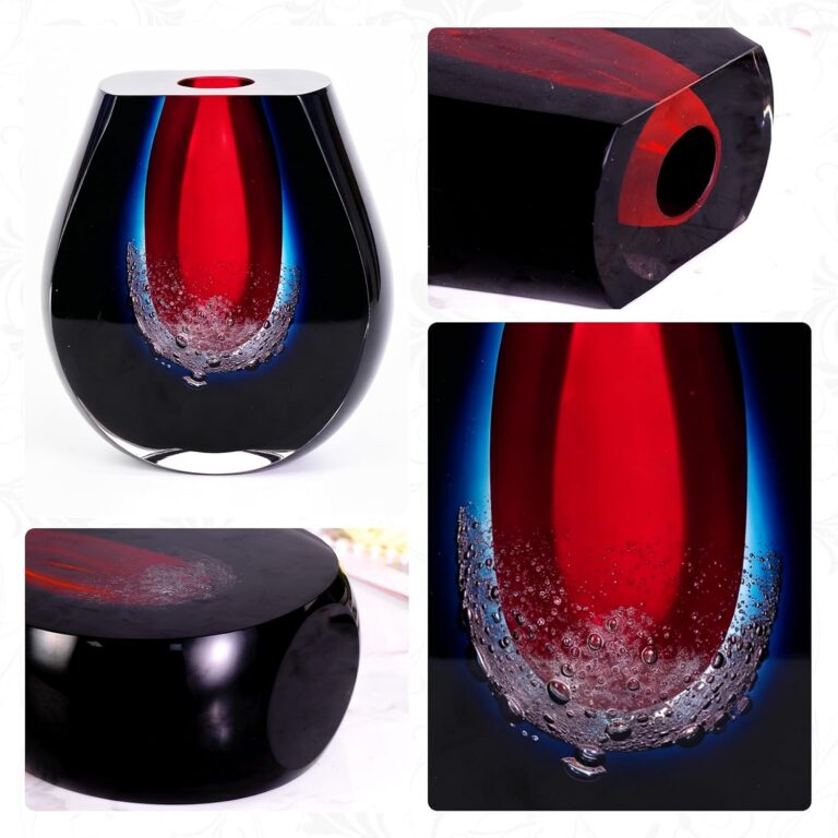 Colored Glass Vase,Black Red Blue Gradient Glass Design – detail view 1