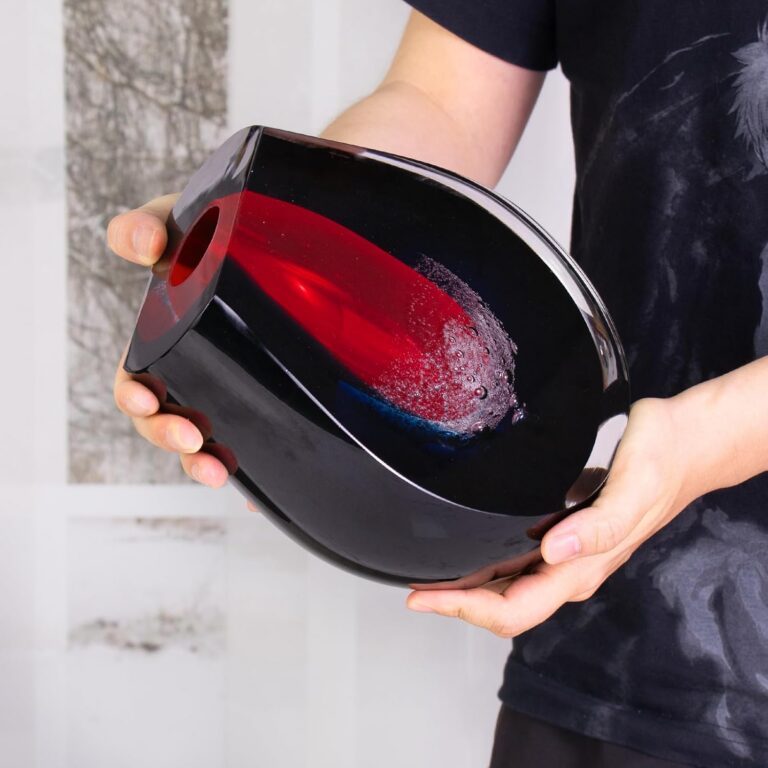 Colored Glass Vase,Black Red Blue Gradient Glass Design – detail view 3