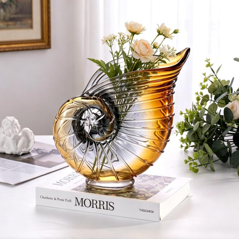 Colored Glass Vase,Amber & Clear Gradient Glass Finish – detail view 2