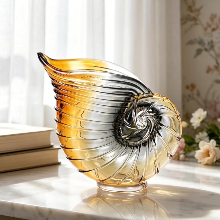 Colored Glass Vase,Amber & Clear Gradient Glass Finish – detail view 3