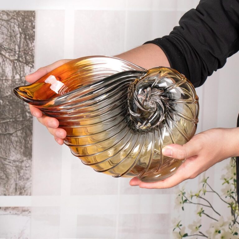 Colored Glass Vase,Amber & Clear Gradient Glass Finish – detail view 4