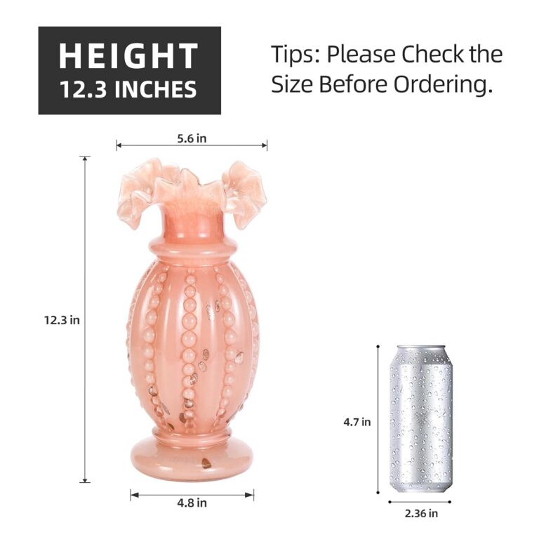 Colored Glass Vase,Soft Pink Glass Design – product dimensions