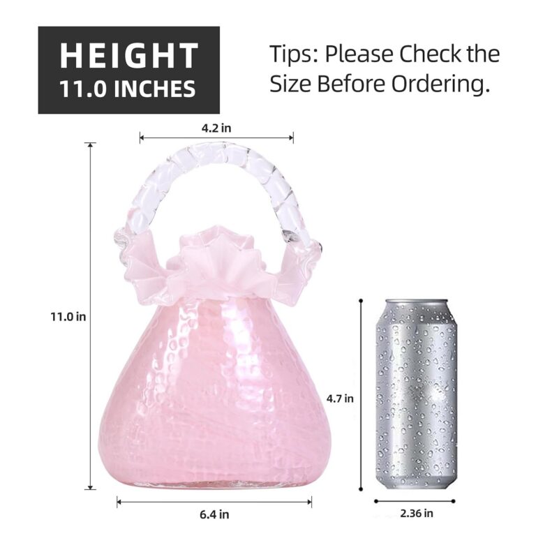 Colored Glass Vase,Pink Art Glass Basket – product dimensions