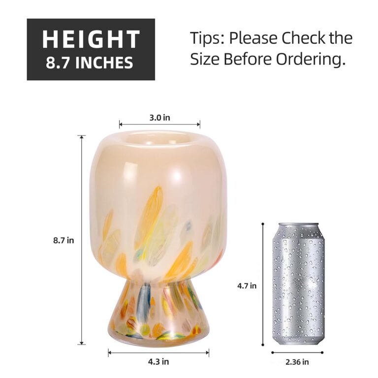 KAMMAK Colored Glass Vase, Cream White Art Glass Design – product dimensions
