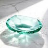 KAMMAK Crystal Glass Fruit Bowl, Hand Blown Decorative Dessert Plate | Green, Luxury Centerpiece, Aesthetic Counter Decor, Colored Modern Art, For Party, SXY10 KAMMAK 8GPSXY010 decorative serving plate close-up material texture detail image 4