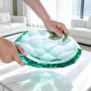 KAMMAK Crystal Glass Fruit Bowl, Hand Blown Decorative Dessert Plate | Green, Luxury Centerpiece, Aesthetic Counter Decor, Colored Modern Art, For Party, SXY10 KAMMAK 8GPSXY010 decorative serving plate alternate angle gallery image 9
