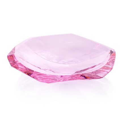KAMMAK Crystal Glass Fruit Bowl, Hand Blown Decorative Dessert Plate | Pink, Luxury Centerpiece, Aesthetic Counter Decor, Colored Modern Art, For Party, SXY12 KAMMAK 8GPSXY012 decorative serving plate product card image
