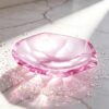 KAMMAK Crystal Glass Fruit Bowl, Hand Blown Decorative Dessert Plate | Pink, Luxury Centerpiece, Aesthetic Counter Decor, Colored Modern Art, For Party, SXY12 KAMMAK 8GPSXY012 decorative serving plate close-up material texture detail image 4