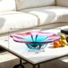 KAMMAK Glass Fruit Bowl, Handcraft Decorative Dessert Plate | Luxury Centerpiece, Aesthetic Counter Decor, Colored Modern Art, For Party Serving, SXY7 KAMMAK 8GPSXY007 decorative serving plate shape and proportion detail image 3