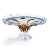 KAMMAK Glass Fruit Bowl, Handcraft Decorative Dessert Plate | Luxury Centerpiece, Aesthetic Counter Decor, Colored Modern Art, For Party Serving, SXY8 KAMMAK 8GPSXY008 decorative serving plate front view for product display
