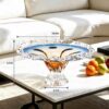 KAMMAK Glass Fruit Bowl, Handcraft Decorative Dessert Plate | Luxury Centerpiece, Aesthetic Counter Decor, Colored Modern Art, For Party Serving, SXY8 KAMMAK 8GPSXY008 decorative serving plate shape and proportion detail image 3