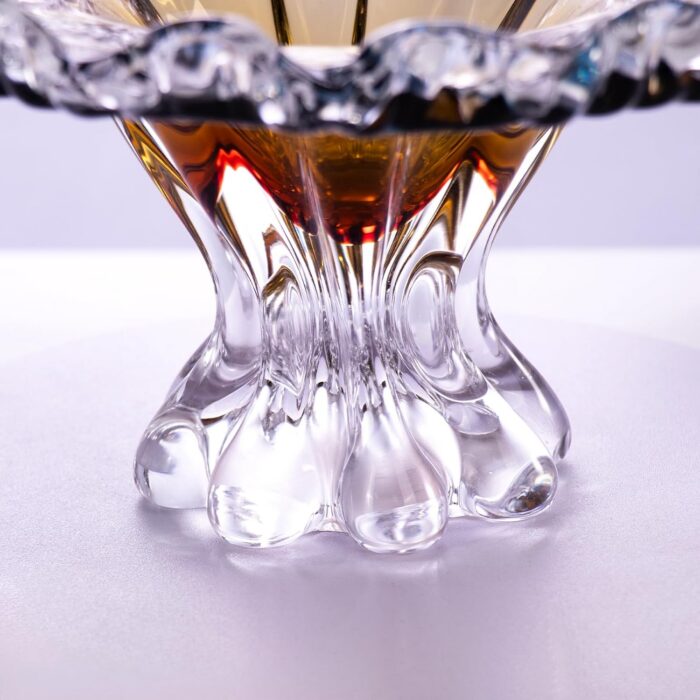 KAMMAK Glass Fruit Bowl, Handcraft Decorative Dessert Plate | Luxury Centerpiece, Aesthetic Counter Decor, Colored Modern Art, For Party Serving, SXY8 KAMMAK 8GPSXY008 decorative serving plate styled on dining table image 5