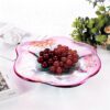 KAMMAK Glass Fruit Bowl, Handcraft Decorative Dessert Plate | Luxury Centerpiece, Aesthetic Counter Decor, Colored Modern Art, For Party Serving, SXY7 KAMMAK 8GPSXY007 decorative serving plate side angle view showing silhouette