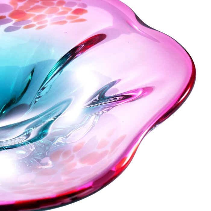 KAMMAK Glass Fruit Bowl, Handcraft Decorative Dessert Plate | Luxury Centerpiece, Aesthetic Counter Decor, Colored Modern Art, For Party Serving, SXY7 KAMMAK 8GPSXY007 decorative serving plate close-up material texture detail image 4