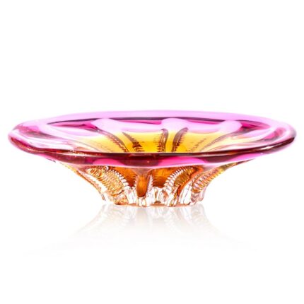 KAMMAK Glass Fruit Bowl, Luxury Centerpiece Glass Bowl, Hand Blown Decorative Dessert Plate, Green Aesthetic Counter Decor, Colored Modern Art Serving Bowls for Party (SXY02) KAMMAK 8GPSXY002 decorative serving plate product card image