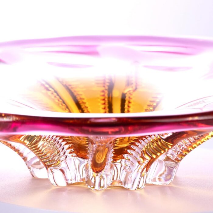 KAMMAK Glass Fruit Bowl, Luxury Centerpiece Glass Bowl, Hand Blown Decorative Dessert Plate, Green Aesthetic Counter Decor, Colored Modern Art Serving Bowls for Party (SXY02) KAMMAK 8GPSXY002 decorative serving plate close-up material texture detail image 4
