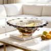 KAMMAK Glass Fruit Bowl, Luxury Centerpiece Glass Bowl, Hand Blown Decorative Dessert Plate, Green Aesthetic Counter Decor, Colored Modern Art Serving Bowls for Party (SXY03) KAMMAK 8GPSXY003 decorative serving plate shape and proportion detail image 3