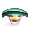 KAMMAK Glass Fruit Bowl, Luxury Centerpiece Glass Bowl, Hand Blown Decorative Dessert Plate, Green Aesthetic Counter Decor, Colored Modern Art Serving Bowls for Party (SXY04) KAMMAK 8GPSXY004 decorative serving plate front view for product display