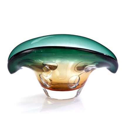 KAMMAK Glass Fruit Bowl, Luxury Centerpiece Glass Bowl, Hand Blown Decorative Dessert Plate, Green Aesthetic Counter Decor, Colored Modern Art Serving Bowls for Party (SXY04) KAMMAK 8GPSXY004 decorative serving plate product card image