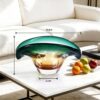 KAMMAK Glass Fruit Bowl, Luxury Centerpiece Glass Bowl, Hand Blown Decorative Dessert Plate, Green Aesthetic Counter Decor, Colored Modern Art Serving Bowls for Party (SXY04) KAMMAK 8GPSXY004 decorative serving plate shape and proportion detail image 3