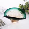 KAMMAK Glass Fruit Bowl, Luxury Centerpiece Glass Bowl, Hand Blown Decorative Dessert Plate, Green Aesthetic Counter Decor, Colored Modern Art Serving Bowls for Party (SXY04) KAMMAK 8GPSXY004 decorative serving plate close-up material texture detail image 4