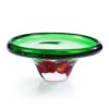 KAMMAK Glass Fruit Bowl, Luxury Centerpiece Glass Bowl, Hand Blown Decorative Dessert Plate, Green Aesthetic Counter Decor, Colored Modern Art Serving Bowls for Party (SXY06) KAMMAK 8GPSXY006 decorative serving plate front view for product display