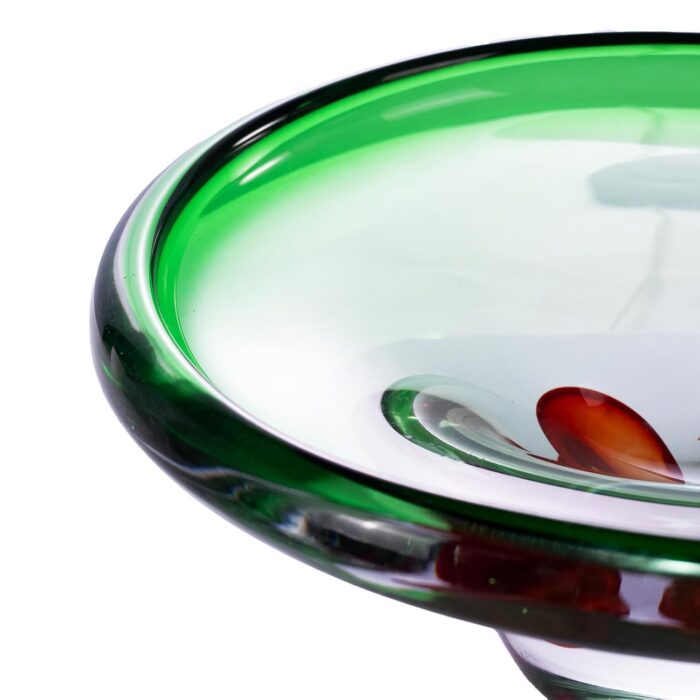 KAMMAK Glass Fruit Bowl, Luxury Centerpiece Glass Bowl, Hand Blown Decorative Dessert Plate, Green Aesthetic Counter Decor, Colored Modern Art Serving Bowls for Party (SXY06) KAMMAK 8GPSXY006 decorative serving plate close-up material texture detail image 4