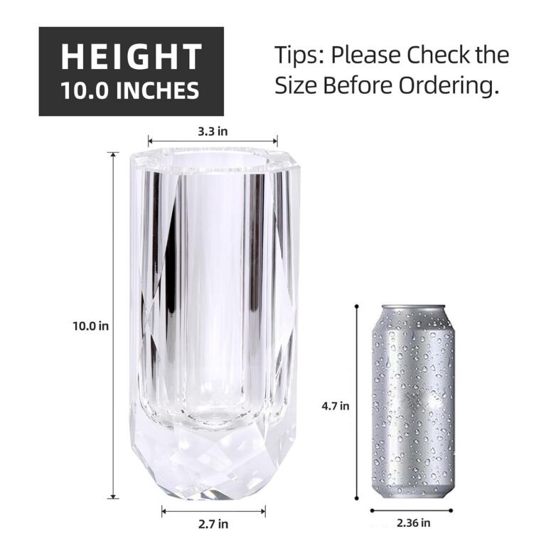 Transparent Glass Vase,Geometric Faceted Glass Design – product dimensions