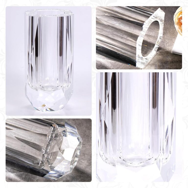 Transparent Glass Vase,Geometric Faceted Glass Design – detail view 1