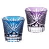 KAMMAK Whiskey Glasses Set of 2, Handcrafted Japanese Cut Glass | 260ML,Old Fashioned, Stemless, For Bourbon, Scotch, Spirits & Cocktails, Perfect Men & Women Gift, Blue and... KAMMAK 8KPRS005+06 whiskey glasses front view for product display