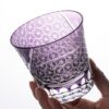KAMMAK Whiskey Glasses Set of 2, Handcrafted Japanese Cut Glass | 260ML,Old Fashioned, Stemless, For Bourbon, Scotch, Spirits & Cocktails, Perfect Men & Women Gift, Blue and... KAMMAK 8KPRS005+06 whiskey glasses styled on dining table image 5