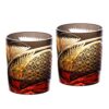 KAMMAK Whiskey Glasses Set of 2, Handcrafted Japanese Cut Glass | 260ML,Old Fashioned, Stemless, For Bourbon, Scotch, Spirits & Cocktails, Perfect Men & Women Gift, Amber Black,... KAMMAK 8KPRS007 whiskey glasses front view for product display