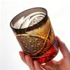 KAMMAK Whiskey Glasses Set of 2, Handcrafted Japanese Cut Glass | 260ML,Old Fashioned, Stemless, For Bourbon, Scotch, Spirits & Cocktails, Perfect Men & Women Gift, Amber Black,... KAMMAK 8KPRS007 whiskey glasses styled on dining table image 5