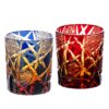KAMMAK Whiskey Glasses Set of 2, Handcrafted Japanese Cut Glass | 260ML,Old Fashioned, Stemless, For Bourbon, Scotch, Spirits & Cocktails, Perfect Men & Women Gift, Blue and... KAMMAK 8KPRS014+15 whiskey glasses front view for product display