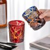 KAMMAK Whiskey Glasses Set of 2, Handcrafted Japanese Cut Glass | 260ML,Old Fashioned, Stemless, For Bourbon, Scotch, Spirits & Cocktails, Perfect Men & Women Gift, Blue and... KAMMAK 8KPRS014+15 whiskey glasses close-up material texture detail image 4