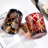 KAMMAK Whiskey Glasses Set of 2, Handcrafted Japanese Cut Glass | 260ML,Old Fashioned, Stemless, For Bourbon, Scotch, Spirits & Cocktails, Perfect Men & Women Gift, Blue and... KAMMAK 8KPRS014+15 whiskey glasses scale and proportion view image 6
