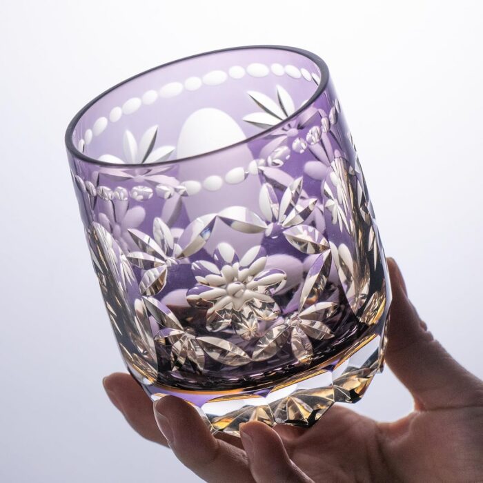 KAMMAK Whiskey Glasses Set of 2, Handcrafted Japanese Cut Glass | 330ML,Old Fashioned, Stemless, For Bourbon, Scotch, Spirits & Cocktails, Perfect Men & Women Gift, Blue and... KAMMAK 8KPRS017+18 whiskey glasses styled on dining table image 5