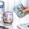 KAMMAK Whiskey Glasses Set of 2, Handcrafted Japanese Cut Glass | 330ML,Old Fashioned, Stemless, For Bourbon, Scotch, Spirits & Cocktails, Perfect Men & Women Gift, Blue and... KAMMAK 8KPRS017+18 whiskey glasses scale and proportion view image 6