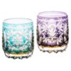KAMMAK Whiskey Glasses Set of 2, Handcrafted Japanese Cut Glass | 330ML,Old Fashioned, Stemless, For Bourbon, Scotch, Spirits & Cocktails, Perfect Men & Women Gift, Blue and... KAMMAK 8KPRS017+18 whiskey glasses front view for product display
