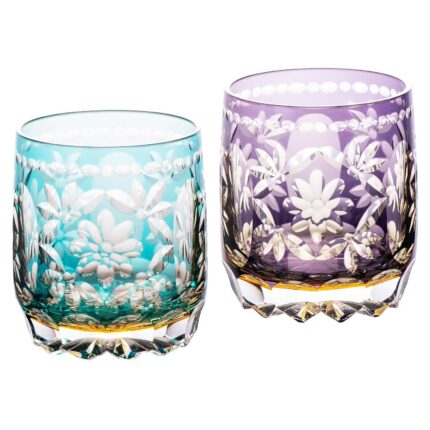 KAMMAK Whiskey Glasses Set of 2, Handcrafted Japanese Cut Glass | 330ML,Old Fashioned, Stemless, For Bourbon, Scotch, Spirits & Cocktails, Perfect Men & Women Gift, Blue and... KAMMAK B0GZW48KSV whiskey glasses product card image