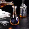 Liquor Decanter, 480ml Glass Wine Decanter, Elegant Red Wine Carafe, Unique Wine Aerator for Bar, Party, Anniversary, Home, Banquet, Idea Gift for Men and Women (HR04) KAMMAK 8SXHR004 glass decanter decorative craft detail image 7