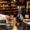 Liquor Decanter, 480ml Glass Wine Decanter, Elegant Red Wine Carafe, Unique Wine Aerator for Bar, Party, Anniversary, Home, Banquet, Idea Gift for Men and Women (HR04) KAMMAK 8SXHR004 glass decanter front view for product display